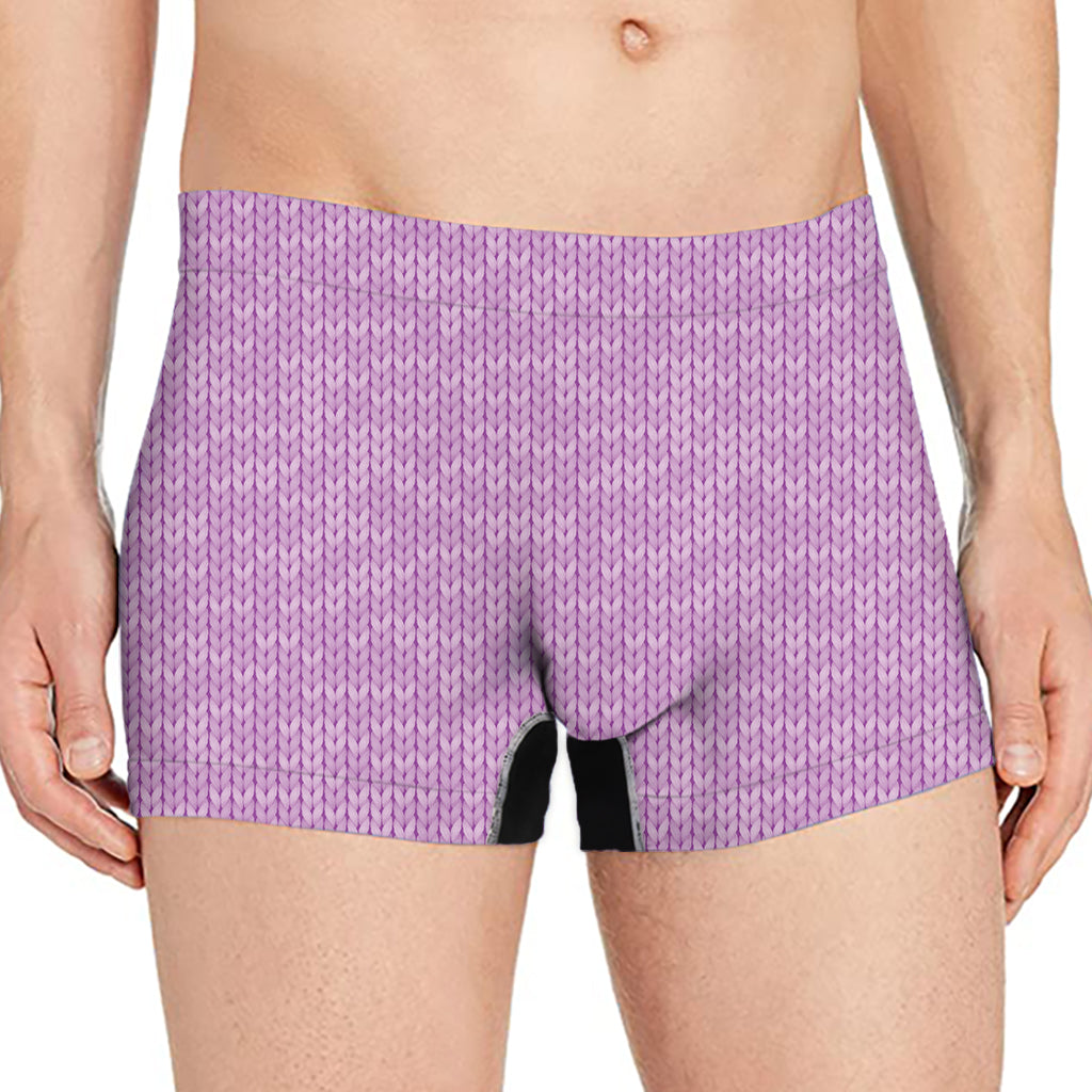 Violet Knitted Pattern Print Men's Boxer Briefs