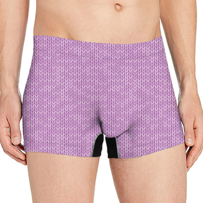 Violet Knitted Pattern Print Men's Boxer Briefs