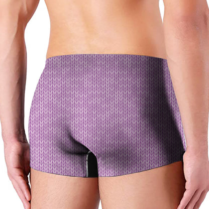 Violet Knitted Pattern Print Men's Boxer Briefs