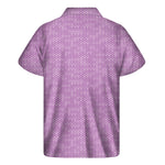 Violet Knitted Pattern Print Men's Short Sleeve Shirt