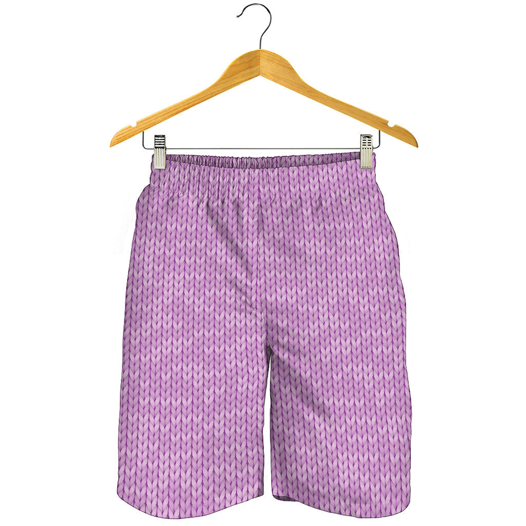 Violet Knitted Pattern Print Men's Shorts
