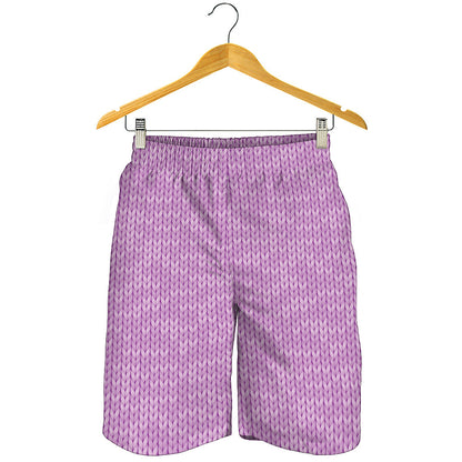 Violet Knitted Pattern Print Men's Shorts
