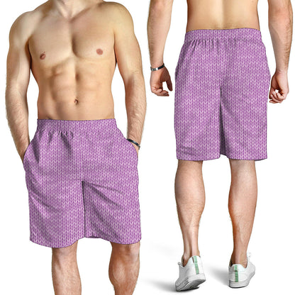 Violet Knitted Pattern Print Men's Shorts