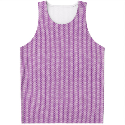 Violet Knitted Pattern Print Men's Tank Top