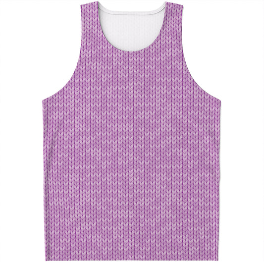 Violet Knitted Pattern Print Men's Tank Top