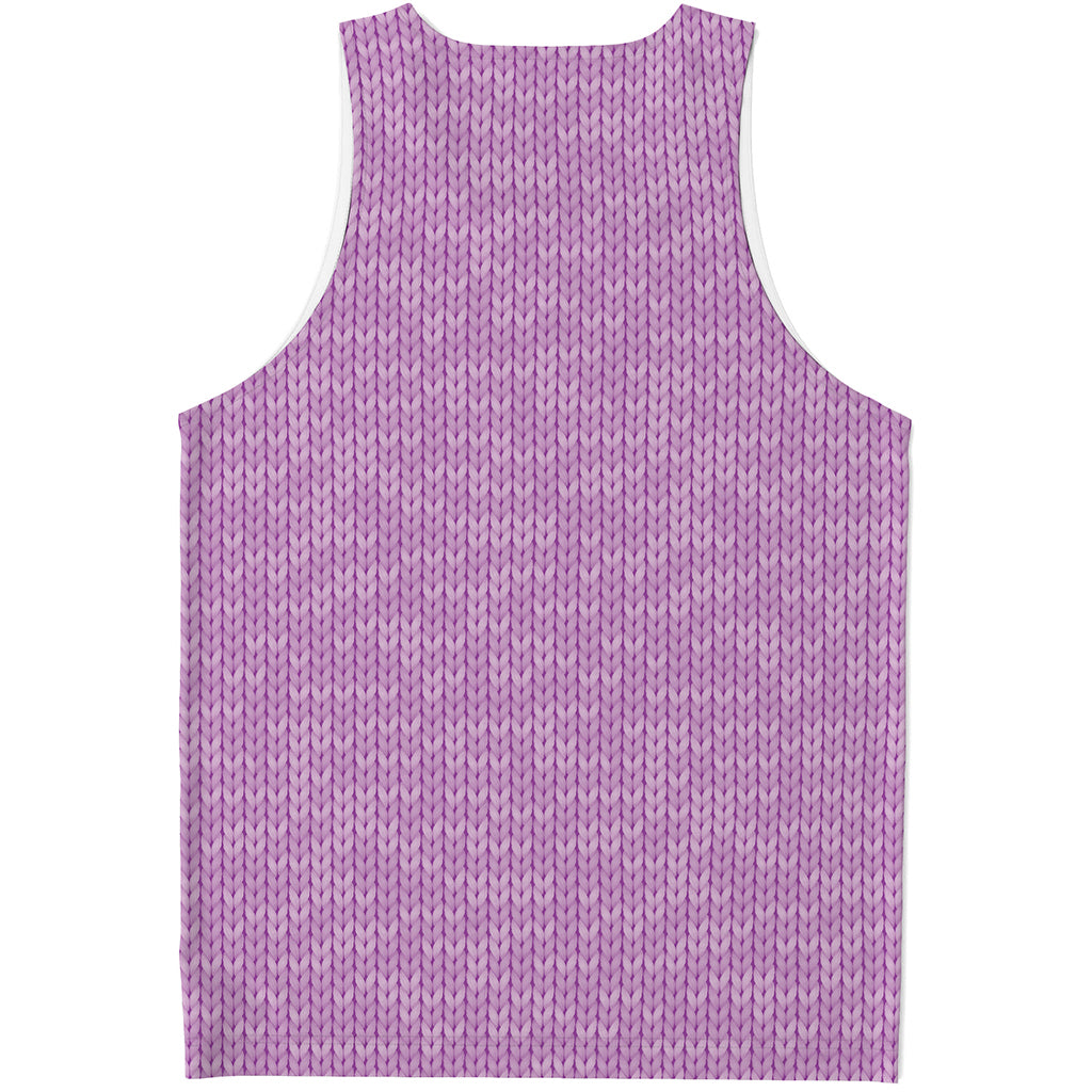 Violet Knitted Pattern Print Men's Tank Top