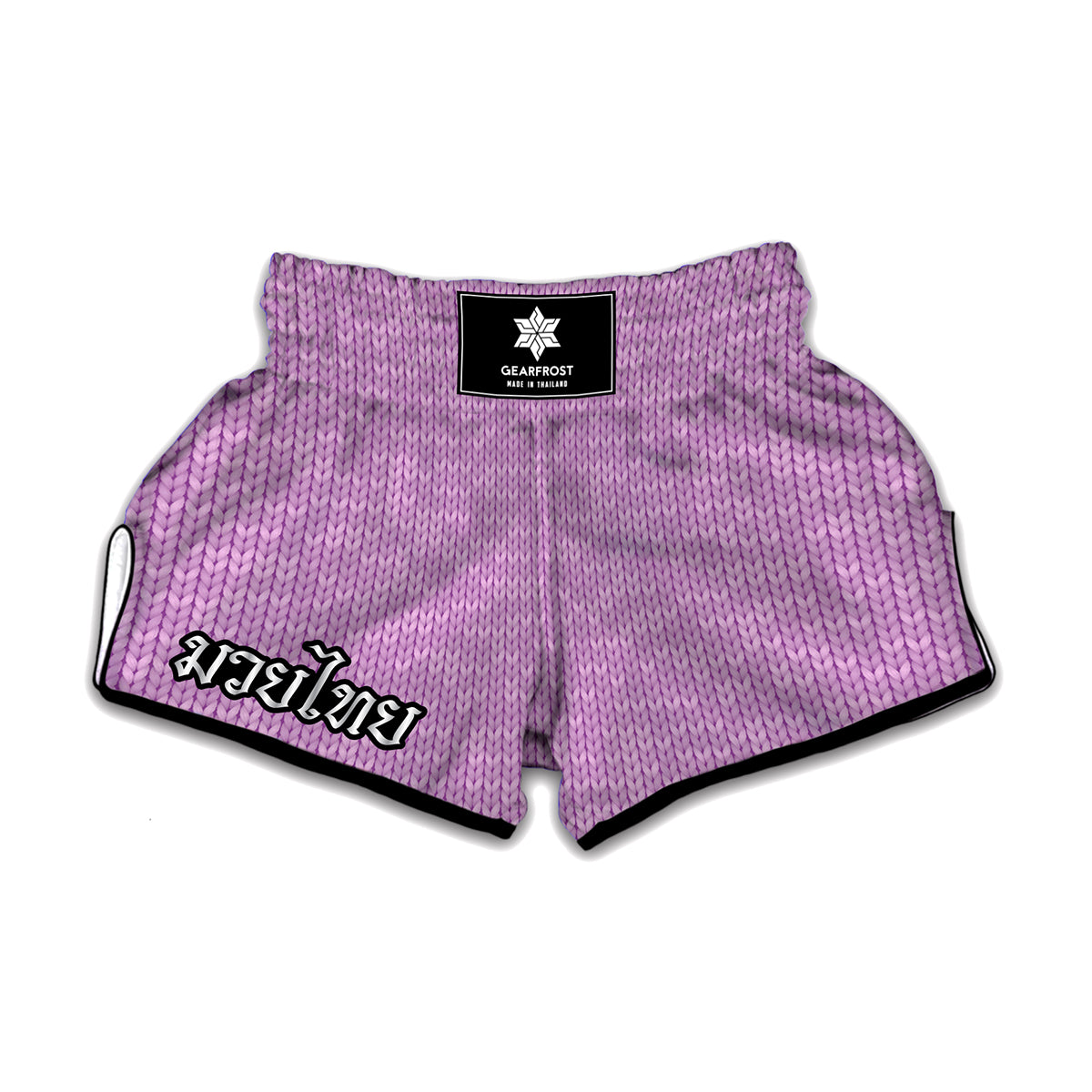 Violet Knitted Pattern Print Muay Thai Boxing Shorts