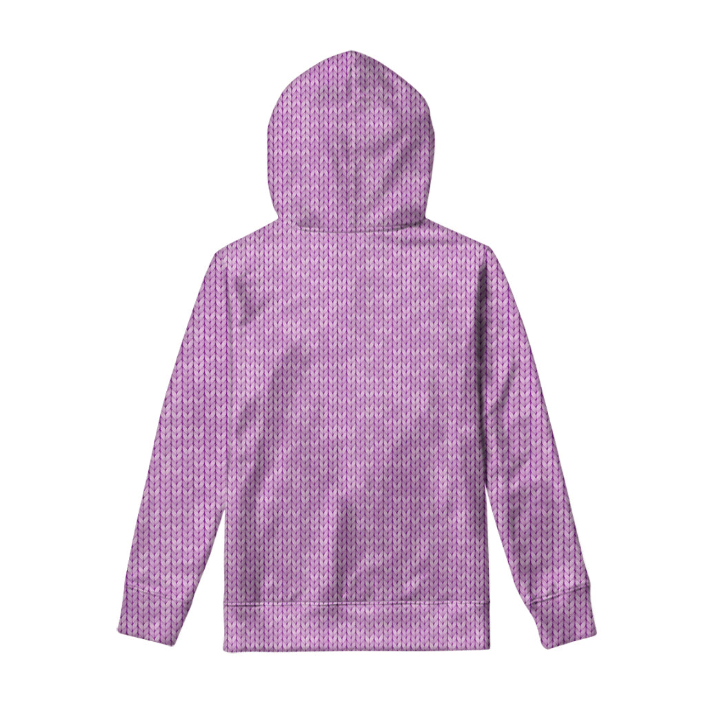 Violet Knitted Pattern Print Pullover Hoodie