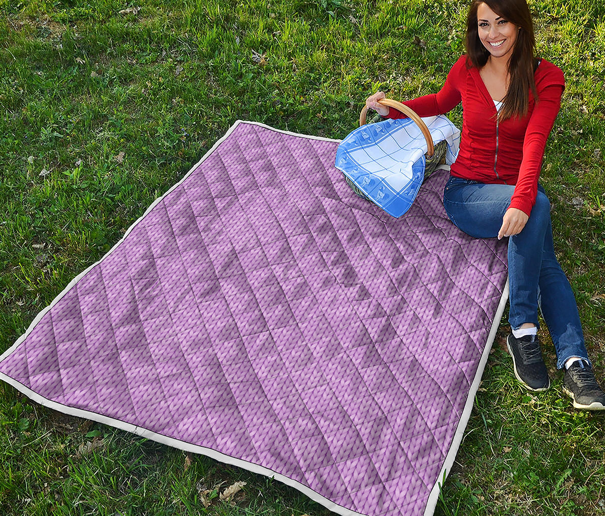 Violet Knitted Pattern Print Quilt
