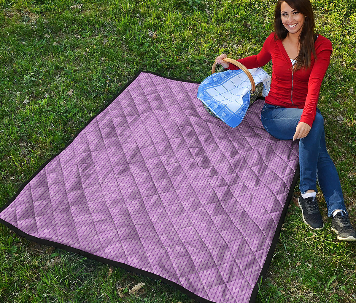 Violet Knitted Pattern Print Quilt