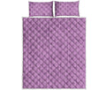 Violet Knitted Pattern Print Quilt Bed Set