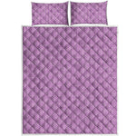 Violet Knitted Pattern Print Quilt Bed Set