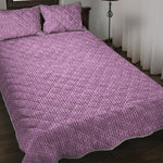 Violet Knitted Pattern Print Quilt Bed Set