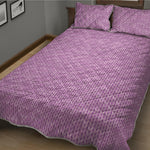 Violet Knitted Pattern Print Quilt Bed Set