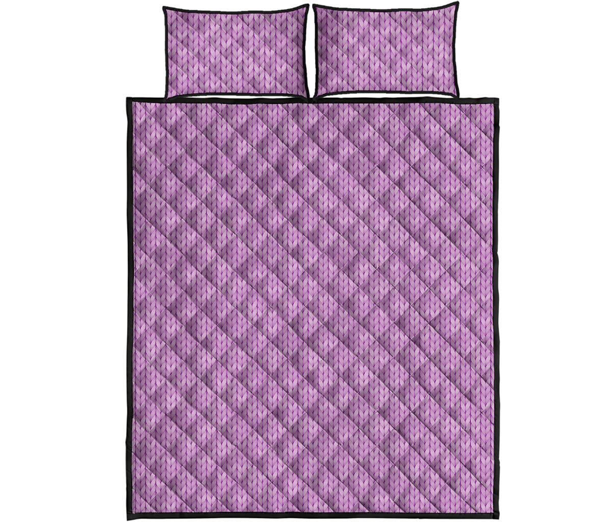 Violet Knitted Pattern Print Quilt Bed Set