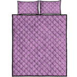Violet Knitted Pattern Print Quilt Bed Set