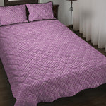 Violet Knitted Pattern Print Quilt Bed Set