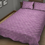 Violet Knitted Pattern Print Quilt Bed Set