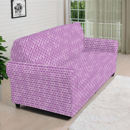 Violet Knitted Pattern Print Sofa Cover