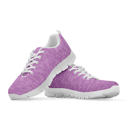 Violet Knitted Pattern Print White Sneakers