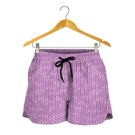 Violet Knitted Pattern Print Women's Shorts