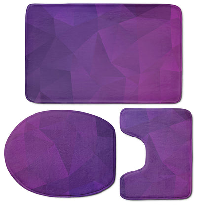Violet Polygonal Geometric Print 3 Piece Bath Mat Set