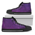 Violet Polygonal Geometric Print Black High Top Sneakers