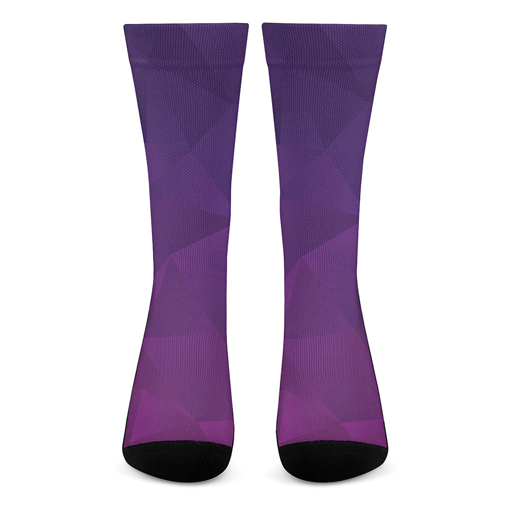 Violet Polygonal Geometric Print Crew Socks