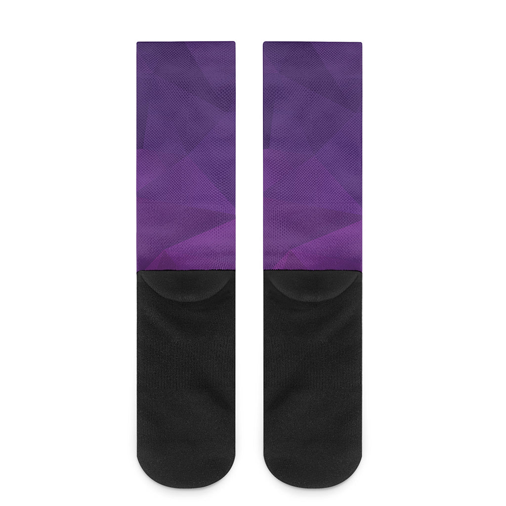Violet Polygonal Geometric Print Crew Socks