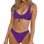 Violet Polygonal Geometric Print Front Bow Tie Bikini