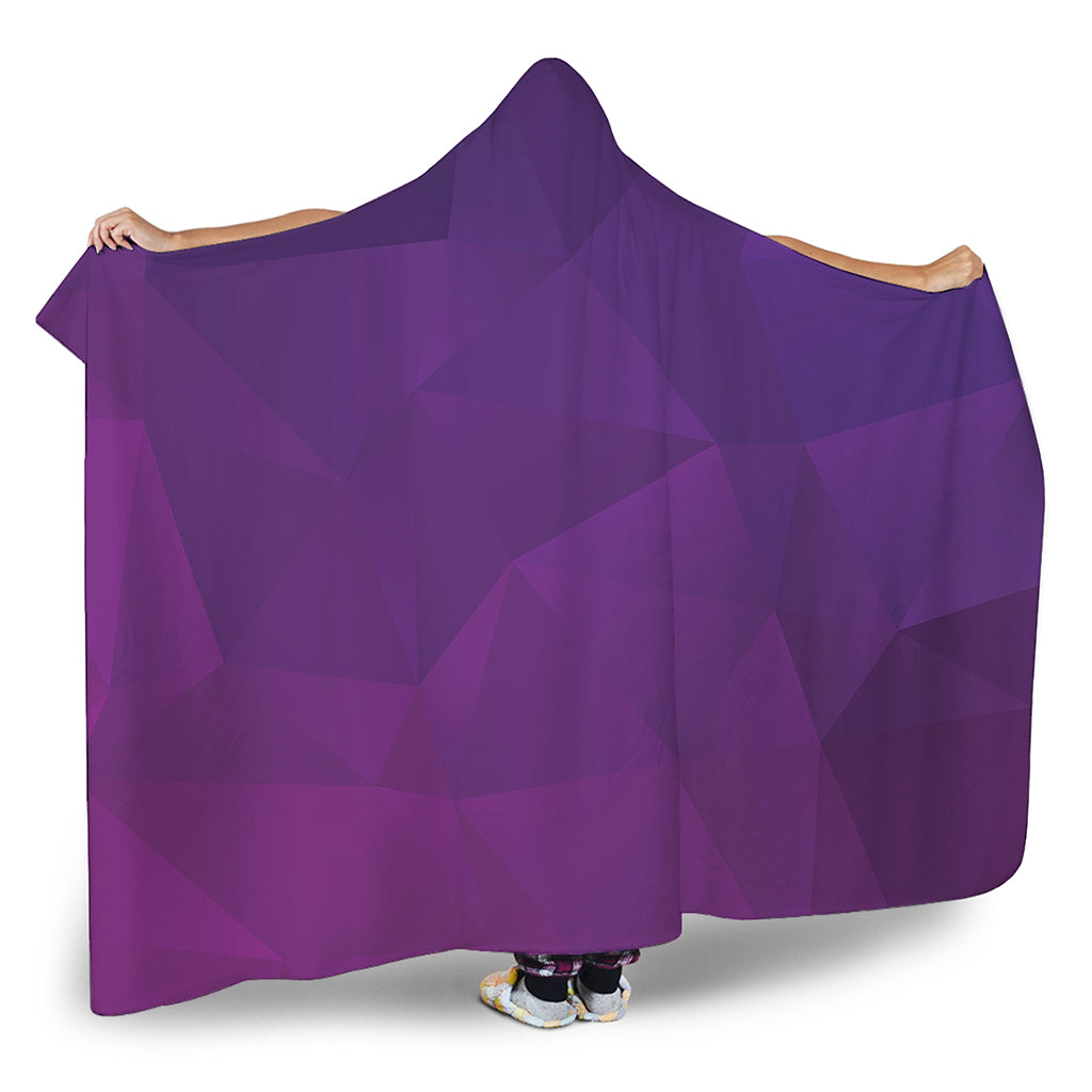 Violet Polygonal Geometric Print Hooded Blanket