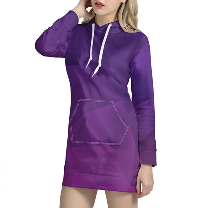Violet Polygonal Geometric Print Hoodie Dress