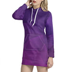 Violet Polygonal Geometric Print Hoodie Dress