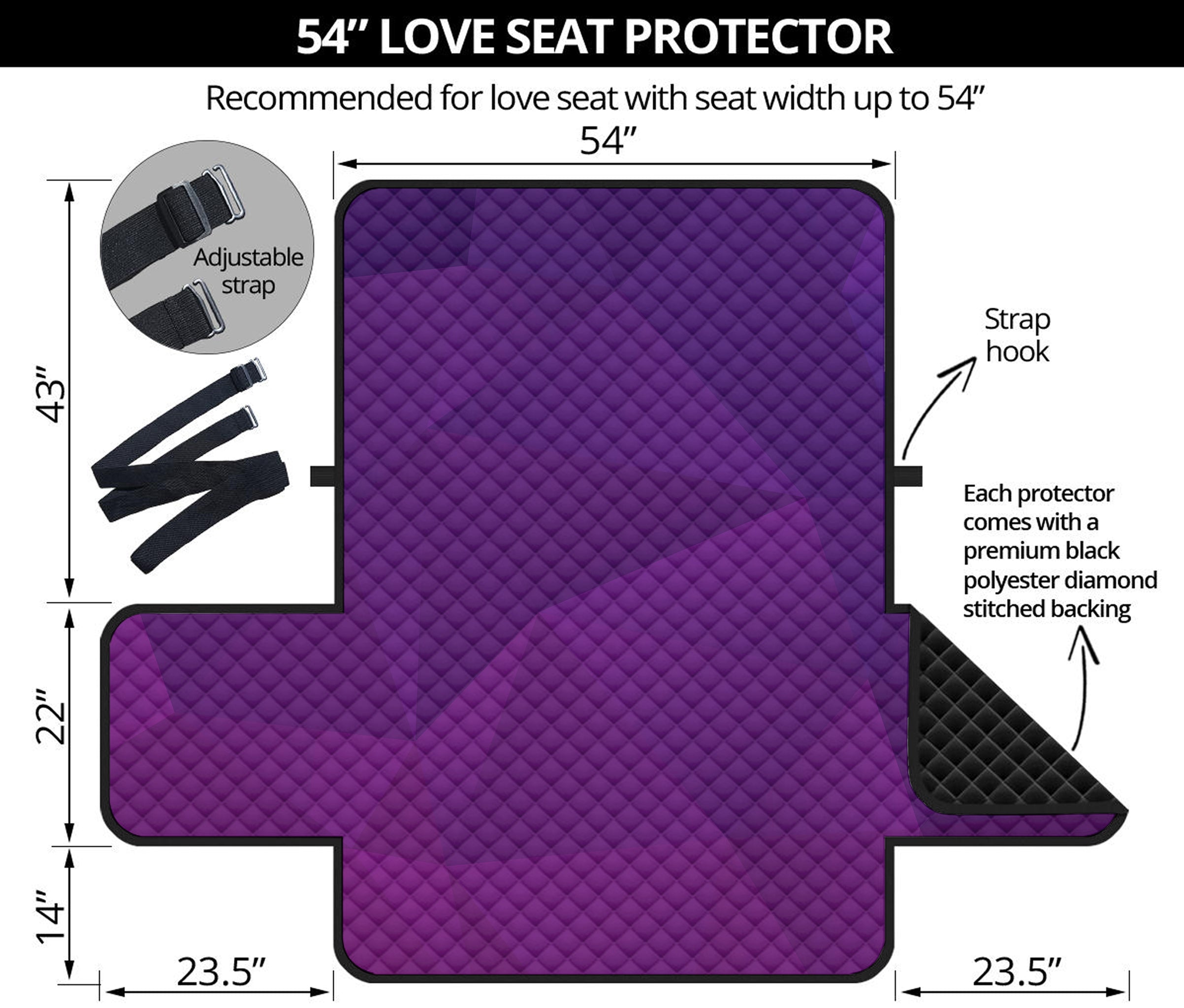 Violet Polygonal Geometric Print Loveseat Protector