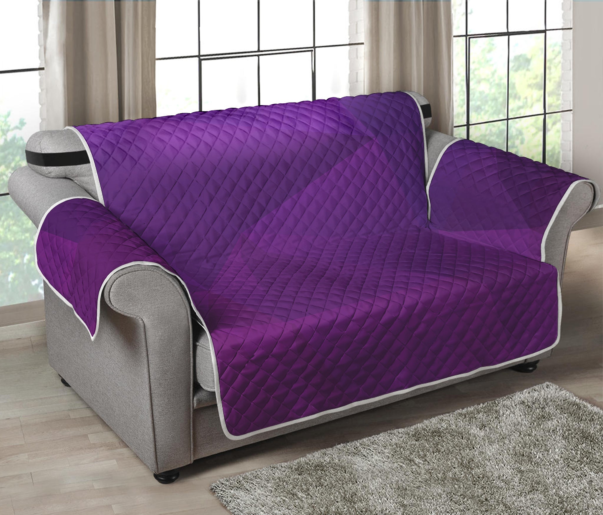 Violet Polygonal Geometric Print Loveseat Protector