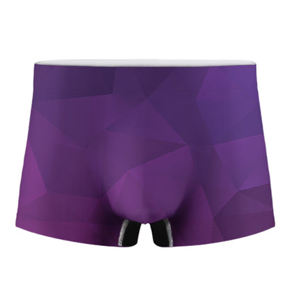 Violet Polygonal Geometric Print Men's Boxer Briefs