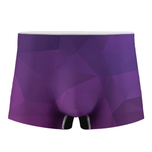 Violet Polygonal Geometric Print Men's Boxer Briefs