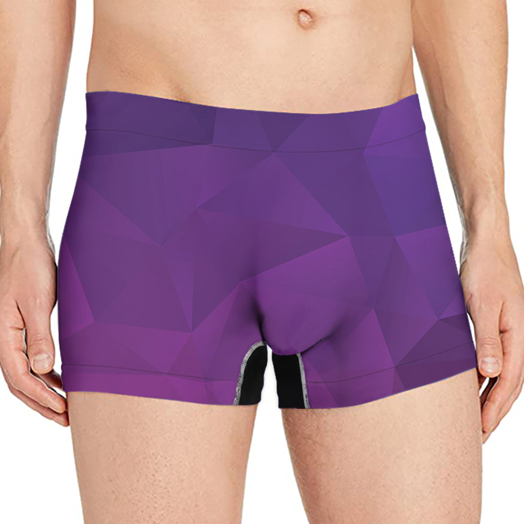 Violet Polygonal Geometric Print Men's Boxer Briefs