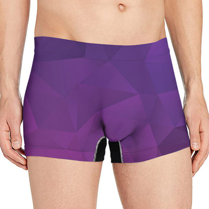 Violet Polygonal Geometric Print Men's Boxer Briefs