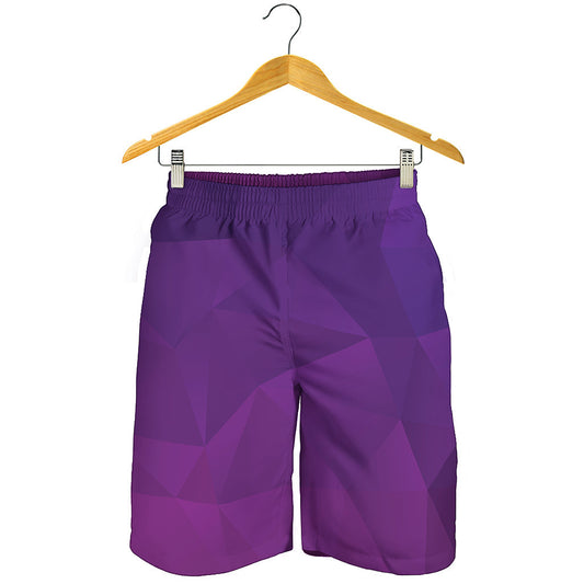 Violet Polygonal Geometric Print Men's Shorts
