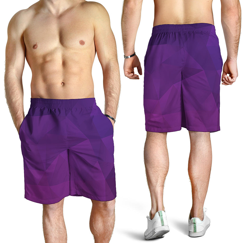 Violet Polygonal Geometric Print Men's Shorts