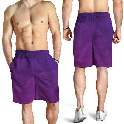 Violet Polygonal Geometric Print Men's Shorts