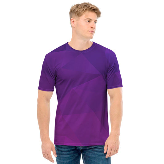 Violet Polygonal Geometric Print Men's T-Shirt