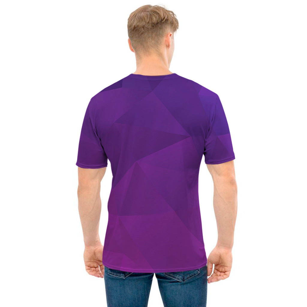 Violet Polygonal Geometric Print Men's T-Shirt
