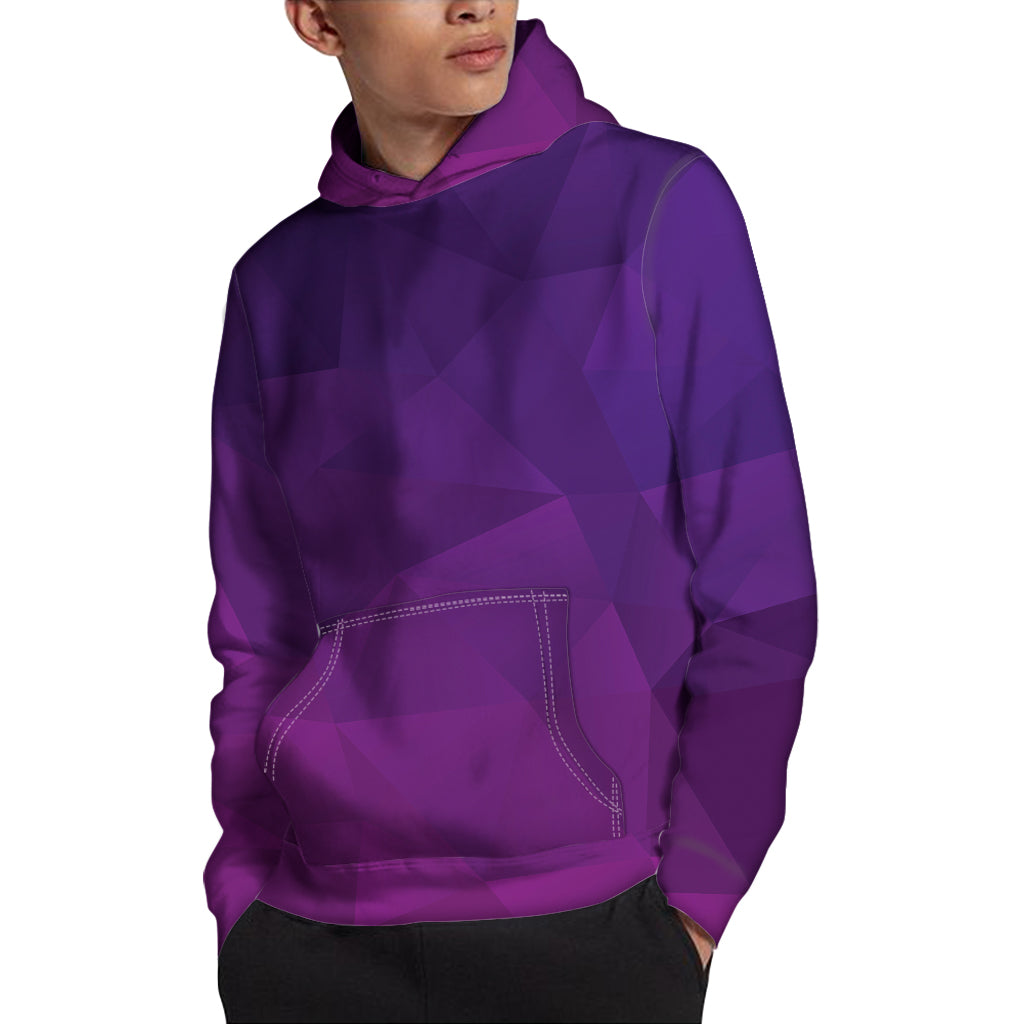 Violet Polygonal Geometric Print Pullover Hoodie