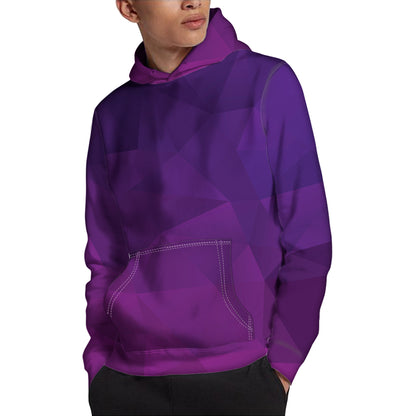 Violet Polygonal Geometric Print Pullover Hoodie