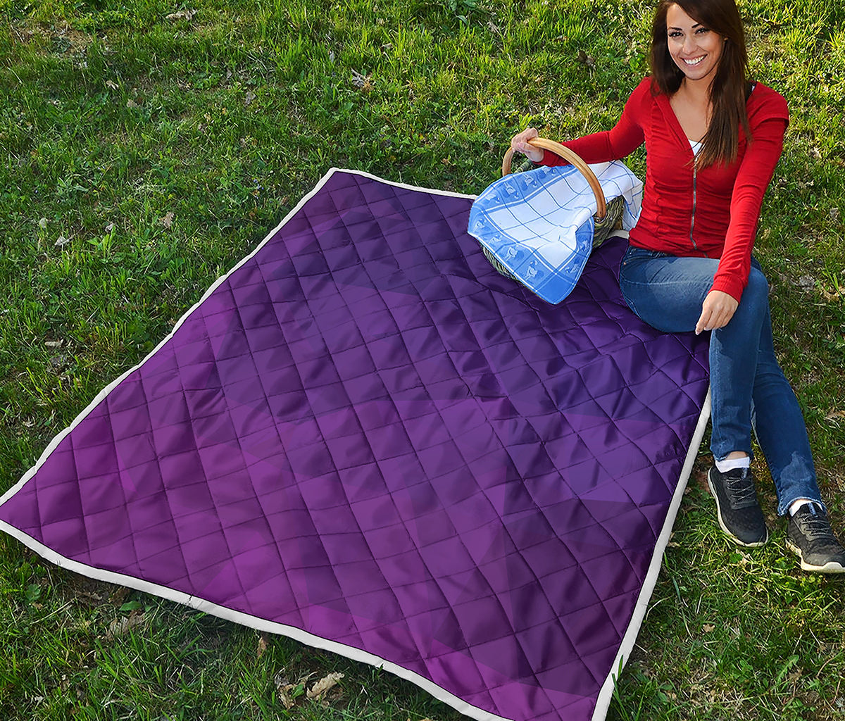 Violet Polygonal Geometric Print Quilt