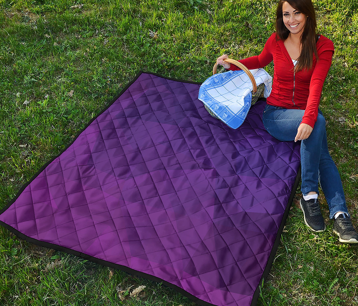 Violet Polygonal Geometric Print Quilt