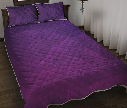 Violet Polygonal Geometric Print Quilt Bed Set