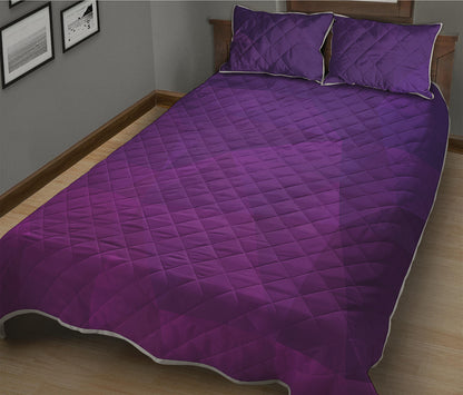 Violet Polygonal Geometric Print Quilt Bed Set